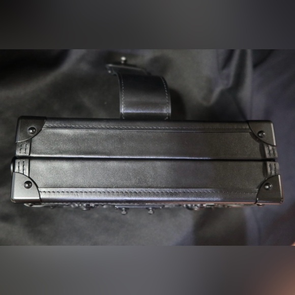 Louis Vuitton Petite Malle Red Black Leather Black Hardware RARE - Picture 9 of 12